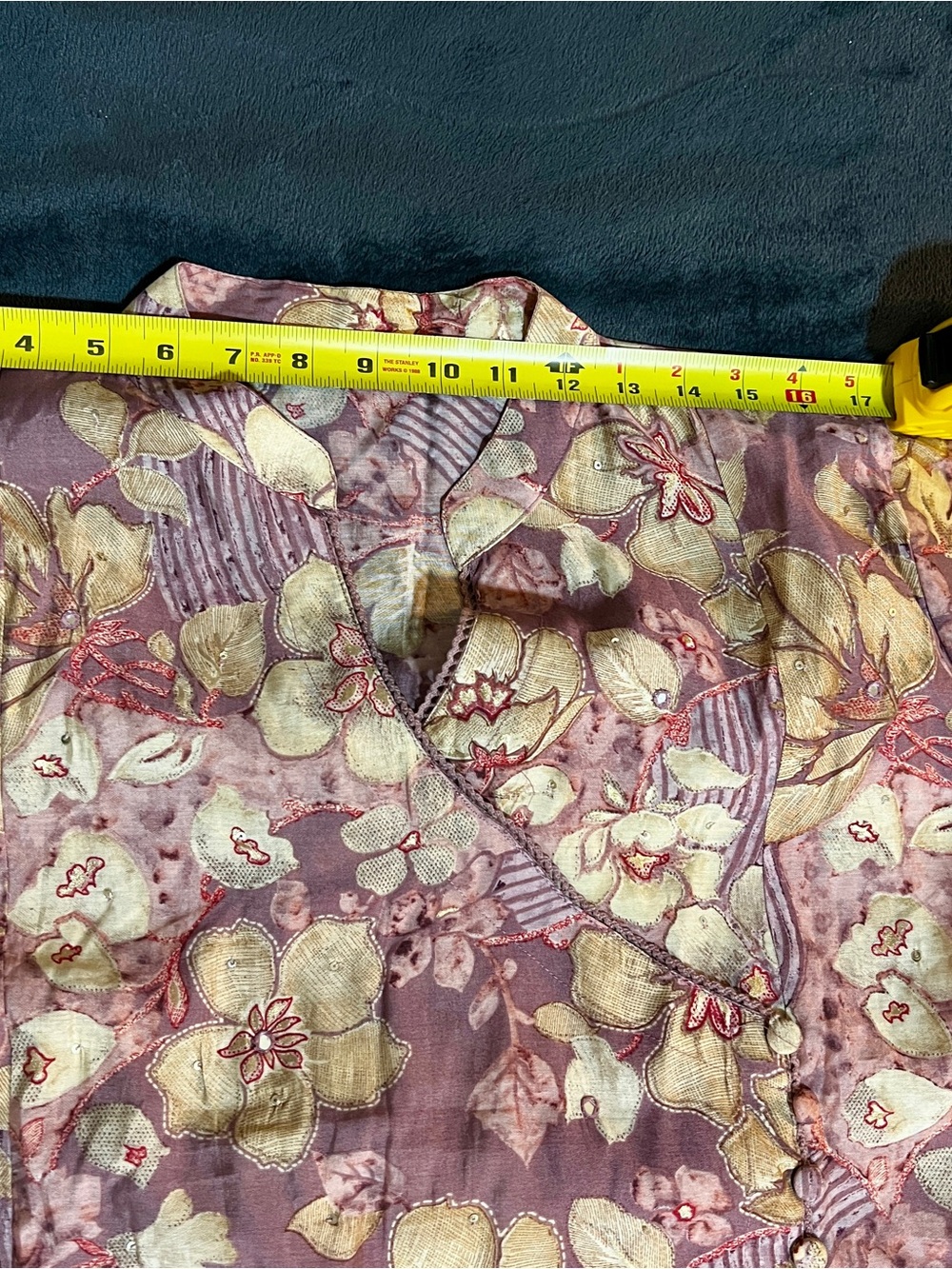 Ethnic Wms Cotton Muslin Floral Lilac Boho Sequin Wrap Side‎ Slits Midi Kaftan L - Picture 11 of 14